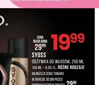 Odżywka do włosów SYOSS promocja w Drogerie Natura
