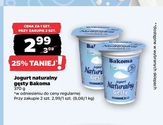 Jogurt naturalny gęsty Bakoma promocja w Netto