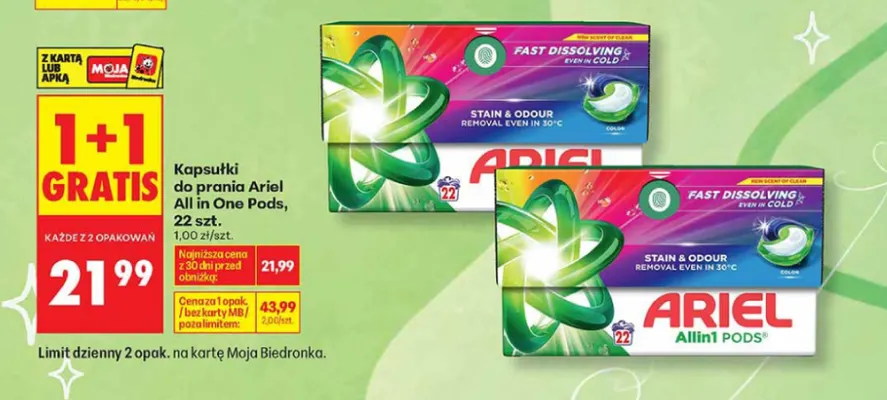 Kapsułki do prania Ariel All in One Pods promocja w Biedronka