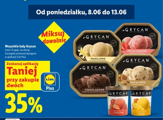 Lody bakaliowe Grycan promocja w Lidl