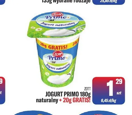 Jogurt Primo naturalny Zott promocja w Tomi Markt
