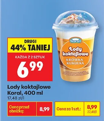 Lody koktajlowe Koral krówka-kurulka 400 ml promocja w Biedronka