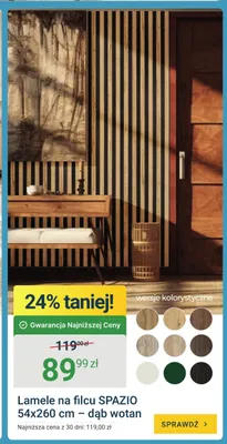 Lamele na filcu SPAZIO 54x260 cm dąb wotan promocja w ERLI