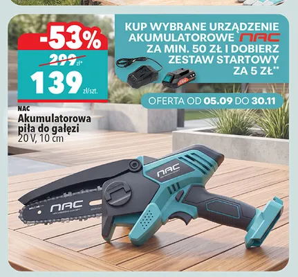 Akumulatorowa piła do gałęzi Nac 20V 10 cm promocja w Biedronka