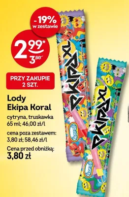 Lody Ekipa Koral truskawka promocja w Żabka