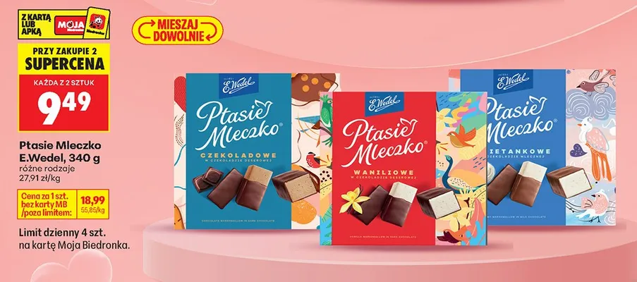Ptasie Mleczko E.Wedel Czekoladowe promocja w Biedronka
