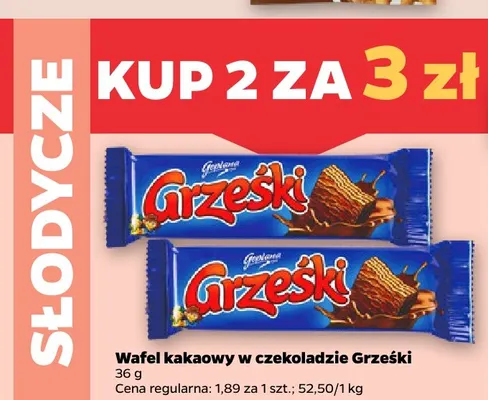 Wafel kakaowy w czekoladzie Grześki promocja w Netto