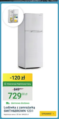 Lodówka z zamrażarką SMITH&BROWN 123l promocja w ERLI