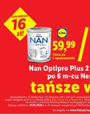 Mleko następne po 6 m-cu Nan Optipro Plus 2 Nestlé promocja w Lidl