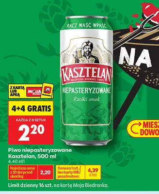 Piwo niepasteryzowane Kasztelan promocja w Biedronka