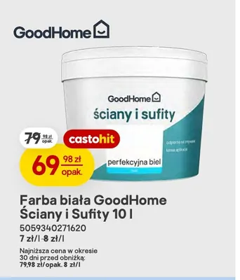Farba biała GoodHome Ściany i Sufity promocja w Castorama