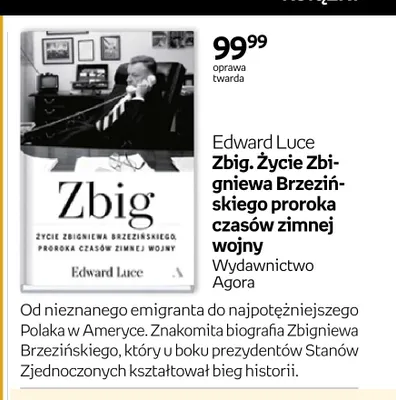 Książka Zbig. Życie Zbigniewa Brzezińskiego proroka czasów zimnej wojny Edward Luce promocja w Empik
