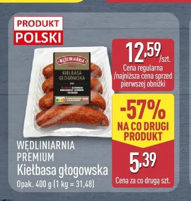 Kiełbasa głogowska Wędliniarnia Premium promocja w Aldi