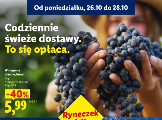 Winogrona ciemne luzem Ryneczek Lidla promocja w Lidl