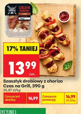 Szaszłyk drobiowy z chorizo Czas na Grill promocja w Biedronka