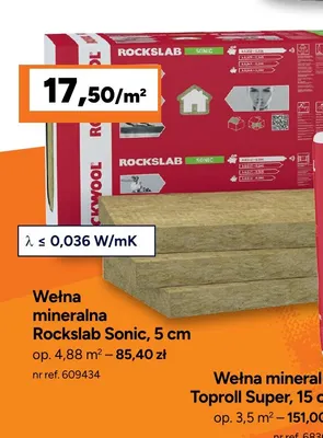 Wełna mineralna Rockslab Sonic 5 cm Rockwool promocja w Bricoman