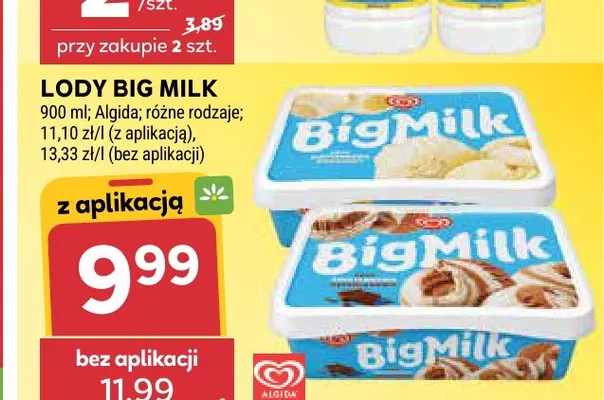 Lody Big Milk promocja w Stokrotka