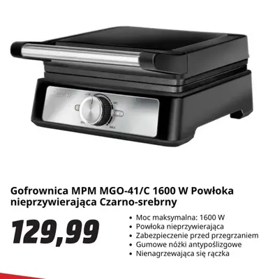 Gofrownica Mpm MGO-41/C powłoka nieprzywierająca czarno-srebrny promocja w Media Markt