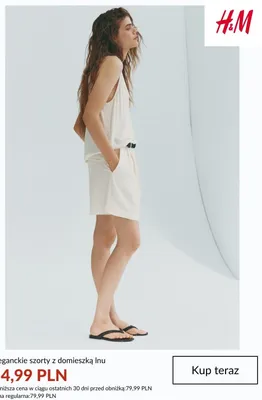 Szorty eleganckie z domieszką lnu H&M promocja w H&M