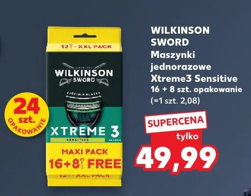 Maszynki jednorazowe Xtreme3 Sensitive 16 + 8 szt. opakowanie promocja w Kaufland