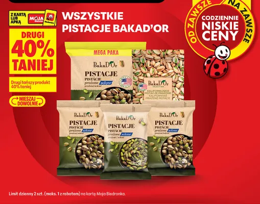 Pistacje prażone solone Mega Paka BakaD'Or promocja w Biedronka