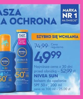 Balsam do opalania Nivea Sun Protect & Moisture SPF 50+ promocja w Super-Pharm