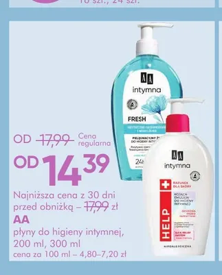Płyn do higieny intymnej Help AA promocja w Super-Pharm