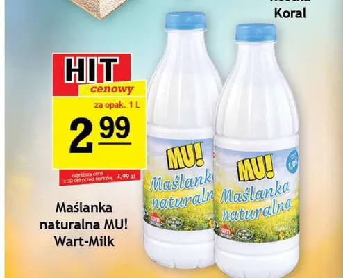 Maślanka naturalna MU! Wart-Milk promocja w Gram Market