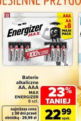 Baterie alkaliczne Aa Max Energizer promocja w Carrefour