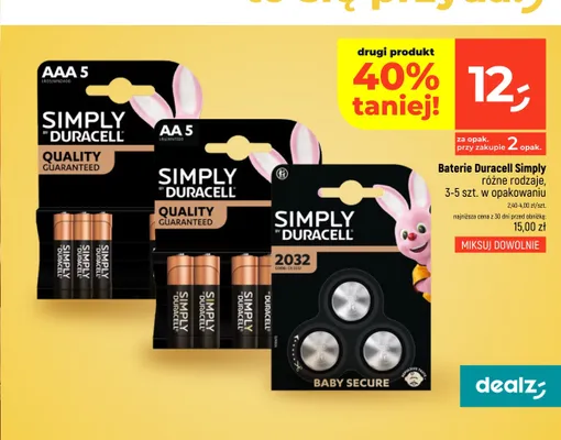 Baterie Duracell Simply 2032 promocja w Dealz