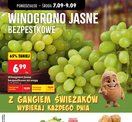 Winogrono jasne bezpestkowe promocja w Biedronka