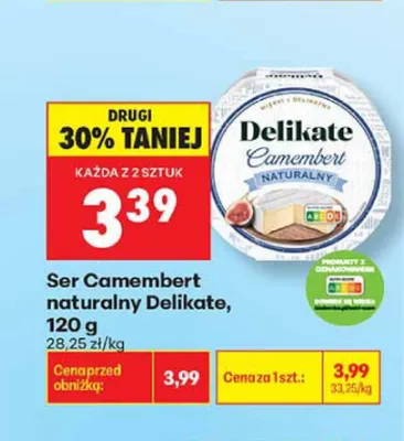 Ser Camembert naturalny Delikate promocja w Biedronka