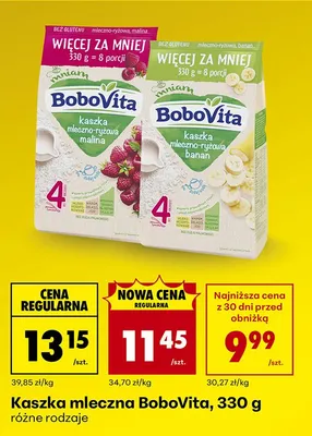 Kaszka mleczno-ryżowa bananowa Bobovita promocja w Biedronka