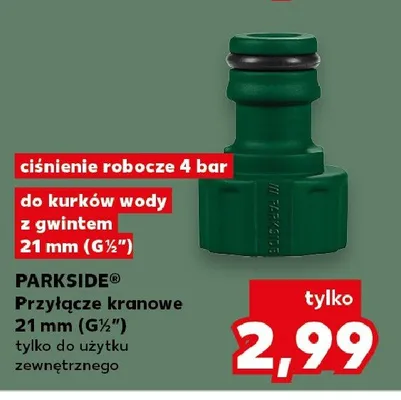 Przyłącze kranowe PARKSIDE 21mm (G 1/2") promocja w Kaufland