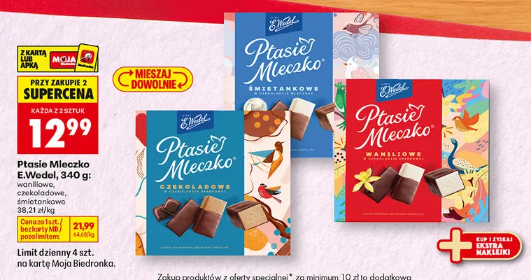 Ptasie Mleczko E.Wedel śmietankowe promocja w Biedronka