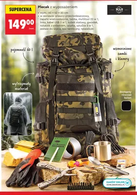 Plecak z wyposażeniem Wild Trek 60 l promocja w Biedronka