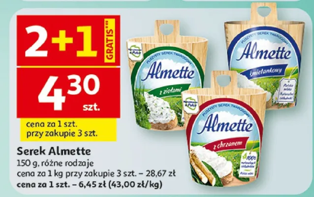 Serek Almette, różne rodzaje promocja w Auchan