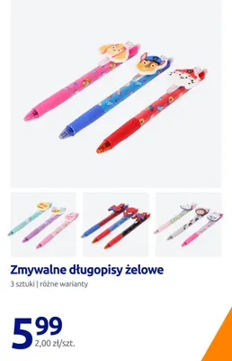 Zmywalne długopisy żelowe 3-pak promocja w Action