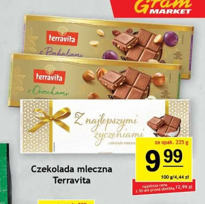 Czekolada mleczna Terravita z bakaliami promocja w Gram Market