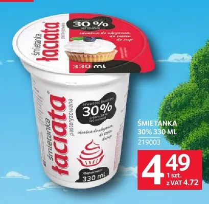 Śmietanka Łaciata 30% promocja w Selgros