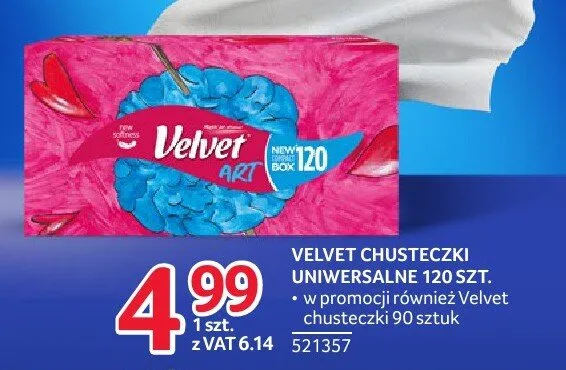 Chusteczki uniwersalne Velvet 120 szt. promocja w Selgros