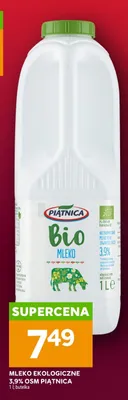 Mleko ekologiczne 3,9% OSM Piątnica promocja w Stokrotka