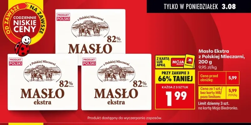 Masło Ekstra z Polskiej Mleczarni promocja w Biedronka