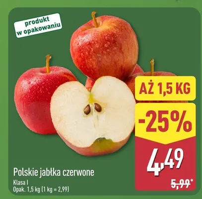 Polskie jabłka czerwone promocja w Aldi