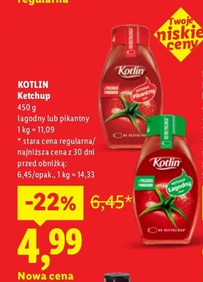 Ketchup łagodny Kotlin promocja w Lidl