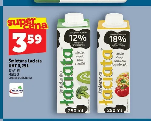 Śmietana Łaciata UHT 12% promocja w TOPAZ