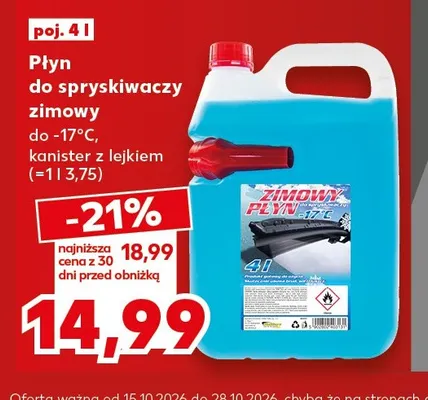 Płyn do spryskiwaczy zimowy do -17°C kanister z lejkiem promocja w Kaufland