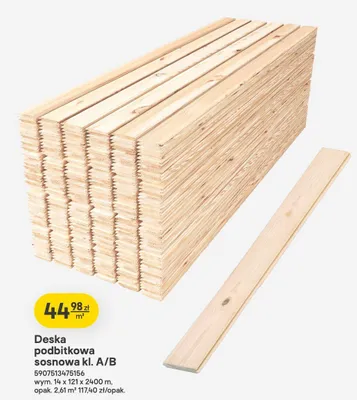 Deska podbitkowa sosnowa kl. A/B promocja w Castorama
