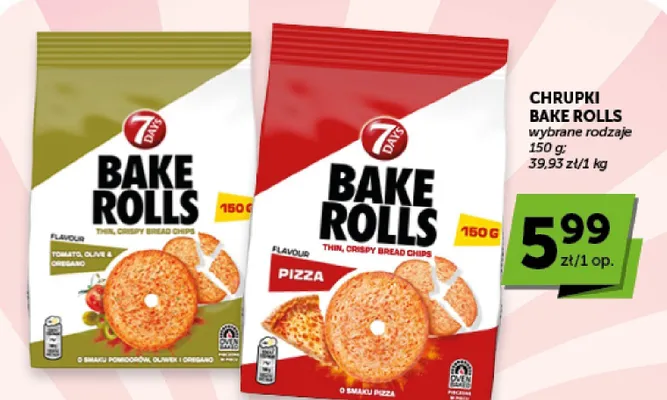 Chrupki chlebowe 7 Days Bake Rolls o smaku pizza promocja w ABC