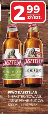 Piwo Kasztelan niepasteryzowane, jasne pełne, but.zw. promocja w Top Market